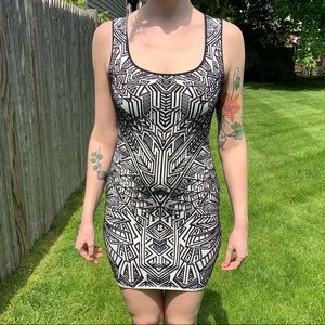 RVN Black and White Dagger Knit Tank Dress